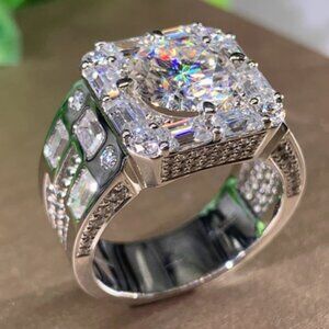 ❤ Dainty Fever Glitter Zircon Chunky Wedding Luxury Ring for Man, MARR9187
